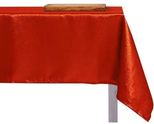 IL BOTTEGONE Tovaglia Antimacchia Rettangolare Natalizia Tessuto Brillantini con Lurex Resistente Alle Macchie (Rosso/Glitter, 140x180 cm)