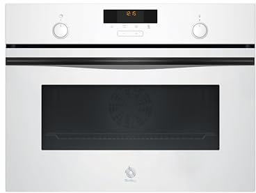 Balay - Forno compatto, 45 cm, aria calda 3D, Aqualisis, guide Flex, vetro bianco, 3CB5159B3