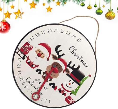 Letrero de calendario de cuenta regresiva de Adviento, letrero de pared de cuenta regresiva, de madera, reloj de cuenta regresiva para vacaciones, decoración de montaje de granja de temporada, letrero