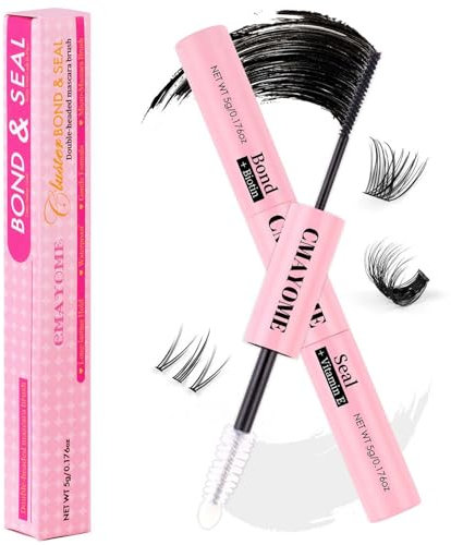 Bond and Seal Lash Glue - 2 in 1 Eyelash Glue - Lash Bond and Seal for DIY Eyelashes Extension Cluster Lashes - Strong Hold Waterproof Fast Drying Latex Free Mascara Wand Glue