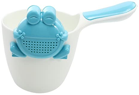 TOYANDONA Badebecher Für Babys Wasserkelle Mit Griff 2 Stück Weiß Und Blau Glatte Oberfläche Frei Multifunktional Als Dusch Und Shampoo Spender Für Empfindliche Haut