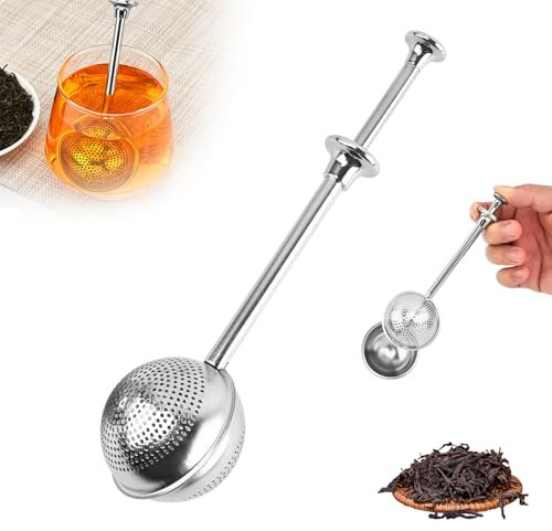 Teesieb für Losen Tee, Teaballs mit Teleskopgriff, Tee-Ei 304 Edelstahl, Teezange, Tee Sieb, Tea Infuser, Teesieb für Tasse Edelstahl-Mehlsieb-Staubwedel für Teekannen Tassen (1pcs)