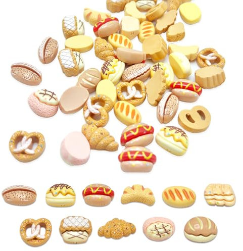 BRDXOOL 50 piezas miniatura casa de muñecas accesorios en miniatura pan y hamburguesa, perrito caliente, juego de cocina DIY escena creativa