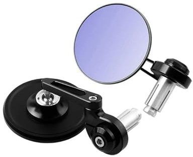 VAHAKKRMVM Rétroviseurs de Moto pour Suzuki Sv650x Moto Bout De Guidon Rétroviseurs Latéraux Ronds(B Blue Glass)