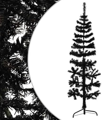 Support de sapin de Noël artificiel noir 120 cm – Base fine en PVC et acier pour décoration de fête, peu encombrant et stable