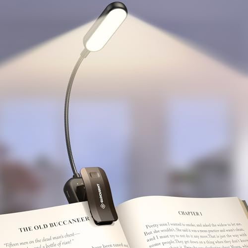 Glocusent 20 LED Reading Light, Book Light 5 Eye-Protecting Modes Book Lamp - Stepless Dimming, Rechargeable, Long Battery Life, 4-Level Power Indicator, Flexible Clip on Book Light