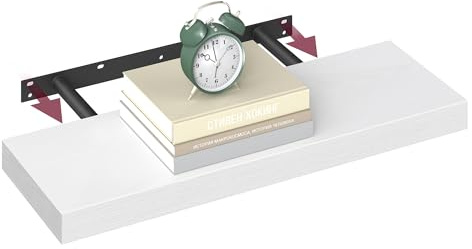 VASAGLE Wandregal, Schweberegal, Regalbrett, 20 x 60 x 3,8 cm, Wandboard für Bilderrahmen, Deko, Regal für Wohnzimmer, Arbeitszimmer, Küche, schneeweiß LWS026WE01
