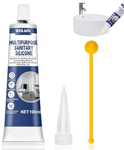 WEILAOK Silicone Trasparente, Silicone Doccia, silicones Trasparente Sigillante, Sigillante Impermeabile per Cucine e Bagni, sigillantes Impermeabile con Ugello a Punta, 100 Ml