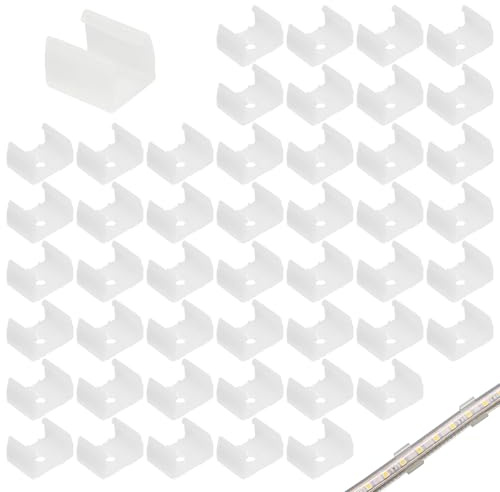 Clips de fixation pour bande lumineuse LED, 8-10 mm - Support de montage pour bande lumineuse néon flexible étanche pour décoration d'enseignes intérieures/extérieures (lot de 100)