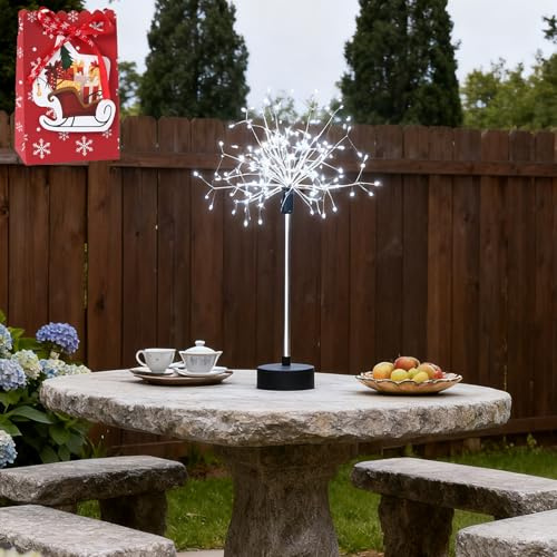 Nest and Flowers Table Lights Fireworks, Nest and Flowers Mini Table Starburst Silver, Christmas Decorations Starburst Light with 100 LED Fairy for Christmas Party Indoor Decor Gift (B)