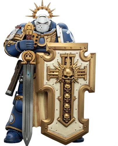 JOYTOY Warhammer 40k Ultramarines Levantus avec épée de puissance, bouclier d'orage et pistolet à fléchettes 1/18 Figurine d'action