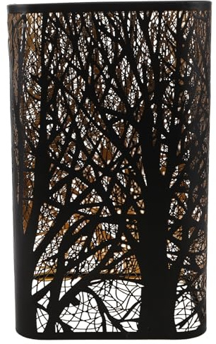 MOLUCKFU Paralume Decorativo Rettangolare in Metallo Traforato Motivo Albero, Paralume Cavo per Lampada da Tavolo e Lampada da Terra, Accessorio Sostitutivo per Illuminazione Casa Elegante