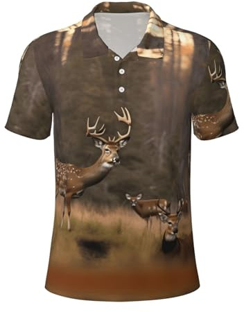 YQxwJL Polo imprimé chasse cerf pour homme, polo à manches courtes, évacuation de l'humidité, chemises décontractées pour hommes