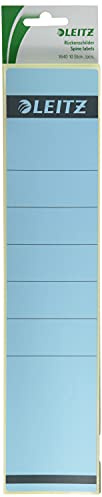 Leitz Spine Label Self-Adhesive for Standard and Hard Cardboard Folders, Pack of 10, 80 mm Spine Width, Long and Wide Format, 62 x 285 mm, Paper, Blue, 16400035