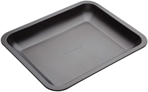 MasterClass Lata para asar 38 x 30,5 cm con antiadherente PTFE, PFOA y BPA, robusta bandeja para asar abierta inclinada de acero al carbono de 1 mm de grosor