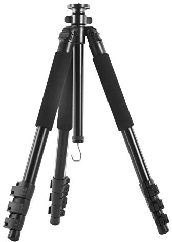 Walimex Pro Ft-667T Pro - Treppiede Per Foto Estremamente Stabile, Altezza 34-173 Cm, Carico Massimo 10 Kg, 4 Segmenti Gambe 32, 28, 24, 20 Mm, 3 Manici In Schiuma, Libellula E Bussola, Con Borsa