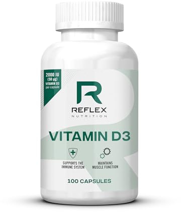 Reflex Nutrition Vitamin D3 - Vitamin D3 2000IU (50mg) per Capsule - Daily Sunshine for Winter Wellness - Vitamin D Tablets to Supports Muscle Function, Immune Support & Bone Health (100 Capsules)
