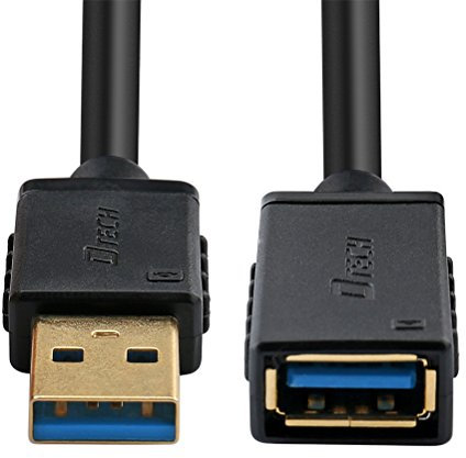 DTECH USB 3.0 Extension Cable 10ft Type A Male to Female Adapter with Gold Plated Connector (Black, 10 Feet)