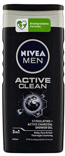 Nivea Men Active Clean Doccia Shampoo Uomo, 3 Confezioni da 250 ml