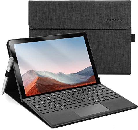 Omnpak Hülle für Microsoft Surface pro 7+/ 7/6 /5/4, Anpassbarer Betrachtungswinkel, Kompatibel mit der Type Cover Tastatur