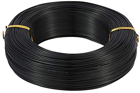 Cheriswelry 1 mm svart aluminiumtråd, 200 m, böjbar metallhantverkstråd för smyckestillverkning, dockor, skelett