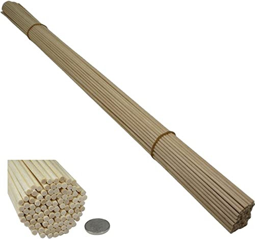 100 unidades, tacos de madera, 4 mm, 60 cm de largo.