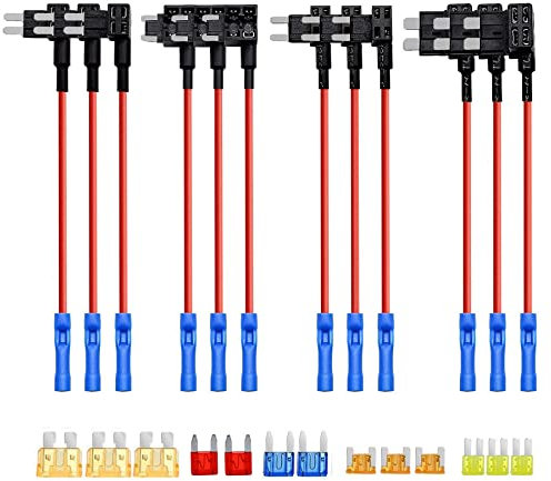 Portable and Efficient 12V Car Fuse Kit with Multiple Types of Fuses for Automobiles and Boats - Set of 12
