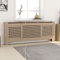 HOMIUSE Heizkörperabdeckung 205x20.5x81.5 cm Heizkörperverkleidung Modernes Lamellen-Design Heizkörper Verkleidung Abdeckung Heizungsverkleidung für Wohnzimmer Radiator Cover Braun MDF