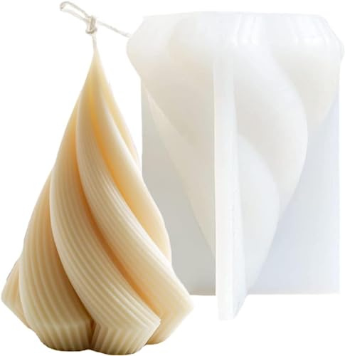 DUBENS Stampi a spirale in silicone per candele, stampi geometrici 3D fai da te per la produzione di candele, colata di sapone in resina, cioccolato, forma a colonna di Natale per regali di Natale