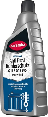 Caramba Anti Frost Kühlerschutz Konzentrat G11/G12 Evo, Frostschutz bis -50 °C und Kühlflüssigkeit im Sommer, Korrosionsschutz, mit Silikat, 1 l