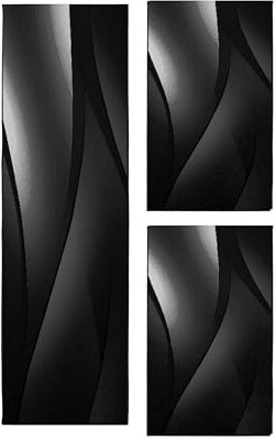HomebyHome Alfombra para borde de cama para dormitorio, 3 piezas, color negro-6, lavable, extra mullida, alfombra para dormitorio, juego de cama: 2 unidades de 80 x 150 cm | 1 unidad de 80 x 300 cm