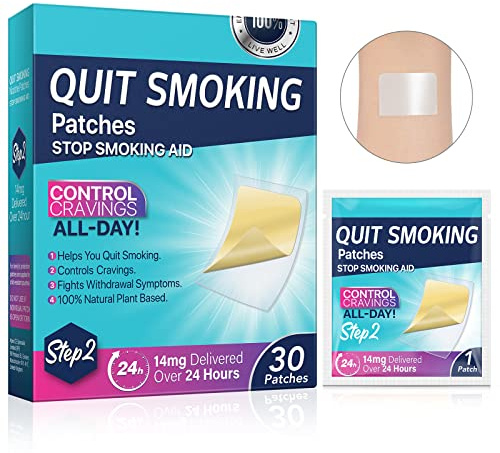 Step 2 Quit Smoking Patches, 14mg Stop Smoking Aids Patches, 30 Count Quit Smoking Stickers that Work with 2 Weeks, Helping Quit Patch, Easy & Effective Anti-Stickers