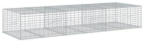 vidaXL Cesta de gaviones con Cubierta Hierro galvanizado 300x100x50 cm, Muro de gaviones, Muro de contención de gaviones, Valla de gaviones, gaviones