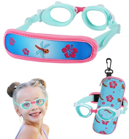 RUIGAO Kids Swim Goggles Age 2-6, Toddler Goggles No Hair Pull, Child Swimming Goggles with Case
