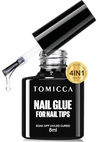 TOMICCA Nagelkleber Für Kunstnägel -6 In 1 Nail Glue Gel UV Nagel Kleber Press on Nails, Nail Tips Nagelkleber Gel Für Fake Nails, 8ml