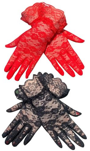 CVFRTT 2 Paar Spitzenhandschuhe, Kleiderhandschuhe, Elee Handschuhe, Dekorative Handschuhe Für Damen, Geeignet Für Hochzeiten, Abendessen, Tänze