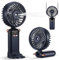Kssvzz Portable Handheld Fan with Water Mist Spray, Rechargeable Battery Operated Fan with Base, Digital Display, 5 Speeds, 90° Ajustable, Electric Mini Fan for Travel Camping Outdoor (Blue)