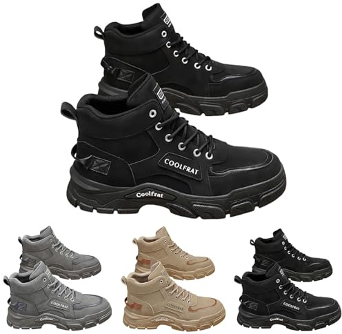 Botas cortas de seguridad de caña alta, ligeras, con cordones, puntera de acero, para hombres y mujeres, cómodas zapatillas de trabajo, antideslizantes, ligeras, cómodas, zapatos casuales, Black, 39 2