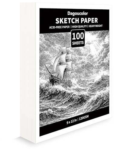 DagouColor Sketch Paper - 9 x 12, 100 Sheet | 120GSM Art Supplies for Beginning Artists Adults Boys Girls, Painting, Drawing, Mixed Media