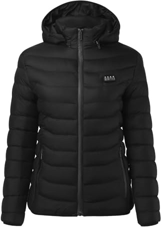Manteau chauffant pour femme pour ski, pêche, équitation, avec 4 niveaux de température, 21 feuilles chauffantes, production de chaleur électrique, veste d'hiver rechargeable (noir, S)