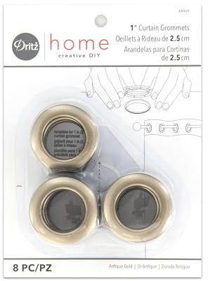 Dritz 1-Inch Inner Diameter Plastic Curtain Grommets, Pack of 8, Antique Gold