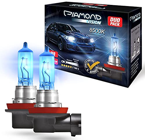 Diamond Vision 2X H8 12V 35W | Xenon Look | Halogen KFZ Autolampen | zweimal so langlebig | Duobox | E-Prüfzeichen | PGJ19-1
