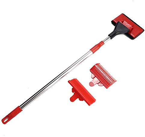 YOUTHINK Outils de Nettoyage D'Aquarium Télescopique 3 en 1 Nettoyeur de Réservoir de Poisson D'Aquarium Brosse a Racloir D'Algues Brosse Réservoir de Poisson Laveur de Verre