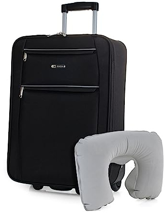 ITACA - Koffer Klein Handgepäck - 4 Rollen - Handgepäck 55x40x20 Leicht und Robust - Reisekoffer Klein aus Hochwertigen Materialien, Schwarz