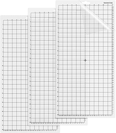 Alfombrilla de Corte Plotter para Silhouette Cameo 4/3/2/1, 30,5 x 61 cm (12x24 Pulgadas), Alfombrilla Adhesiva StandardGrip, con Cuadrícula de Medición, Paquete de 3