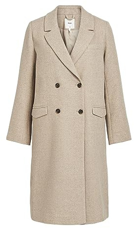 Object Abrigo largo para mujer Objblaza L/S Coat Noos, Humus/Detail:Melange, 38
