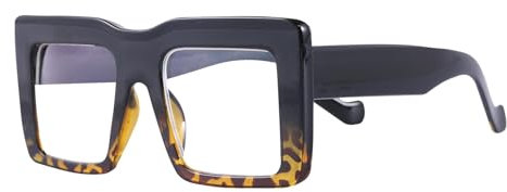 Modische Übergroße Quadratische Damen-Lesebrille, Großem Rahmen Anti-Blaulicht-Lesebrillen, klassische Gross Computer-Lesebrille, geeignet für Menschen mit großen Köpfen und großen Gesichtern