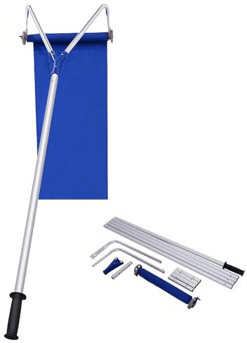 COSTWAY Râteau à Neige Télescopique pour Toit 180-661 cm, Déneigement de Toit en Aluminium avec 2 Roues Coupe Large et Poignée Antidérapants Réglable, pour Toit Véhicules Abri