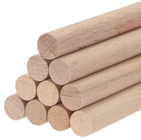 sourcing map Madera Palo Varillas=, 15cmx1.2cm Redondo Madera Palos Varilla para Bricolaje, Arte Decoración, Manualidades Varilla, Mano Hecho Pequeña Casa Varillas, Paquete de 10