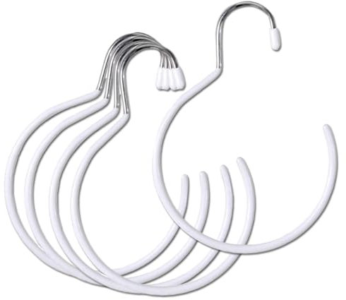 Dtoterul Gürtel Ring 5 Stück Kleiderbügel Gürtelhalter Schalhalter mit Haken Krawattenhalter Huthalter Schalaufhänger Haken Gürtelringe Huthalter Haken Gürtelringe für Kleiderschrank,Weiß